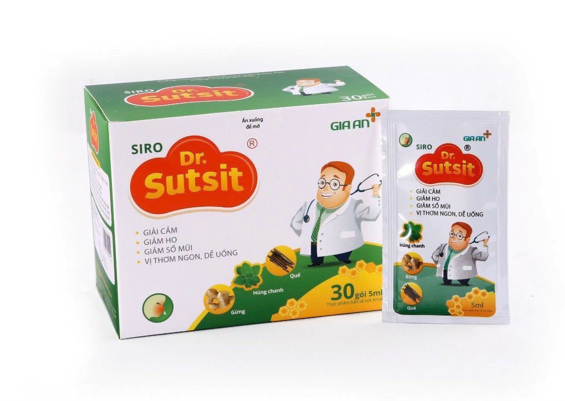 Siro Dr.Sutsit (Hộp 30 gói x 5ml) - Giúp giảm ho, hắt hơi, sổ mũi do cảm